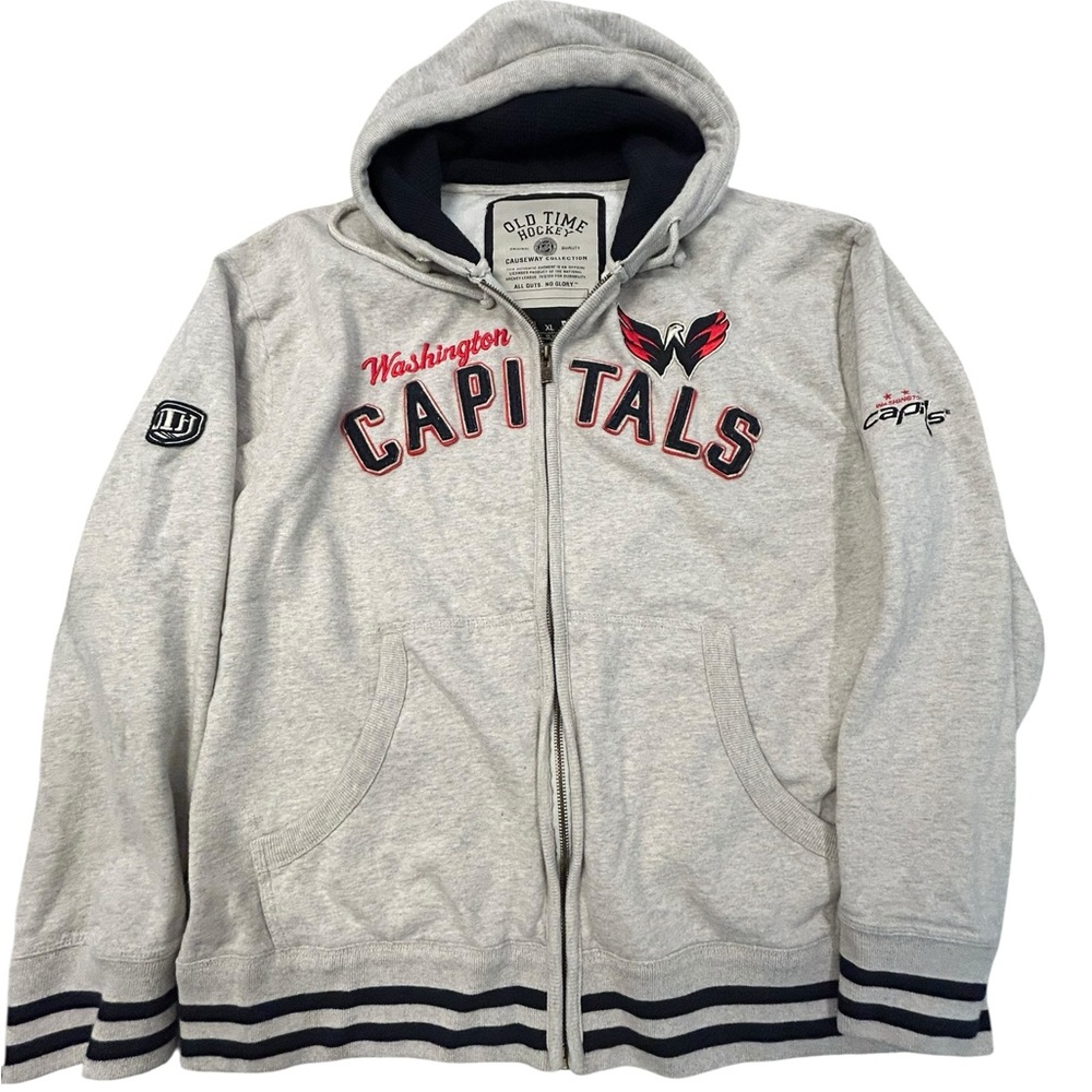 Old Time Hockey Washington Capitals‎ Gray Vintage Look Hoodie XL